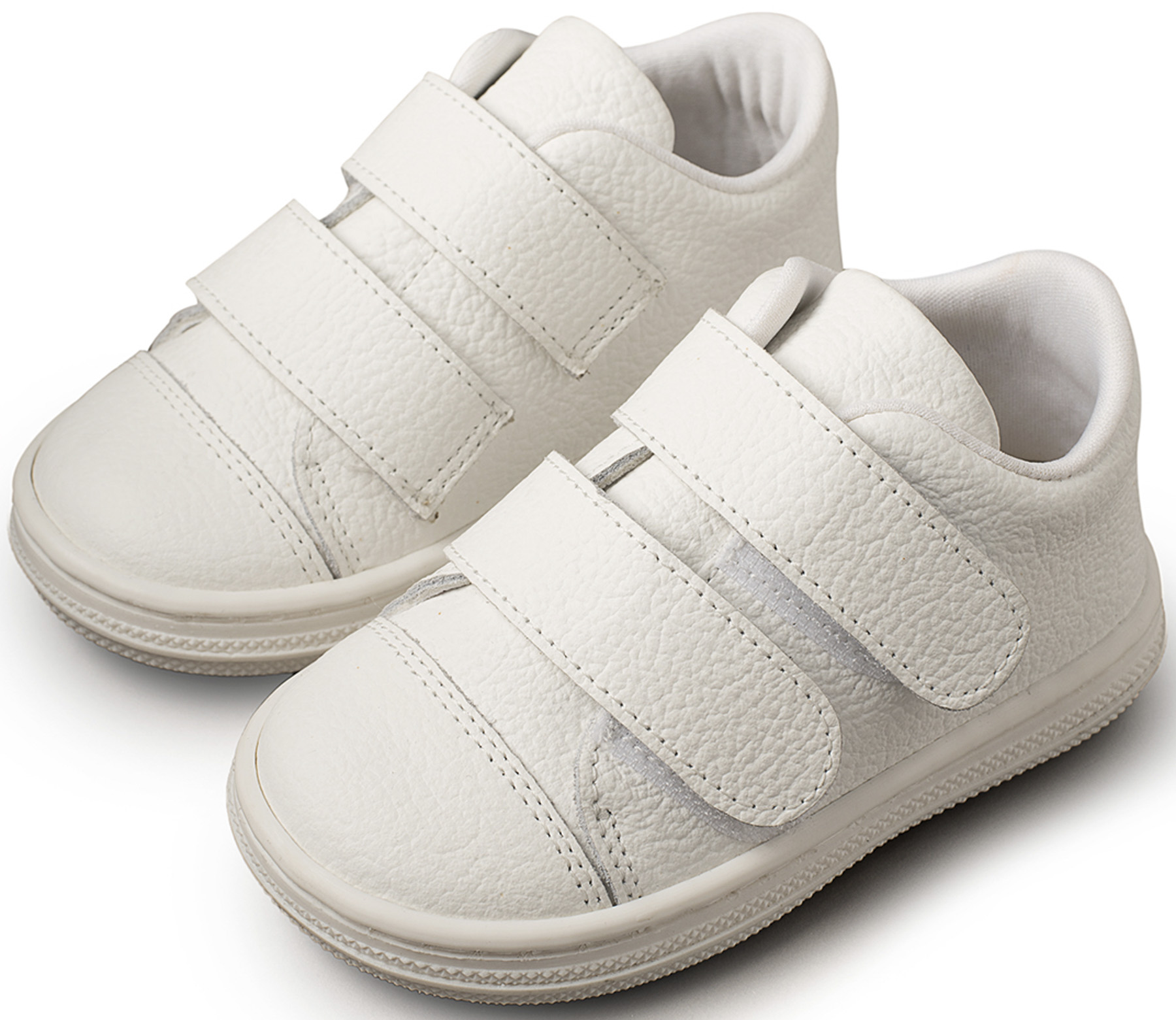 BS3028-WHITE-BABYWALKER Δερμάτινο Σνικερ με Σκρατς BS3028 Λευκό - Image 1