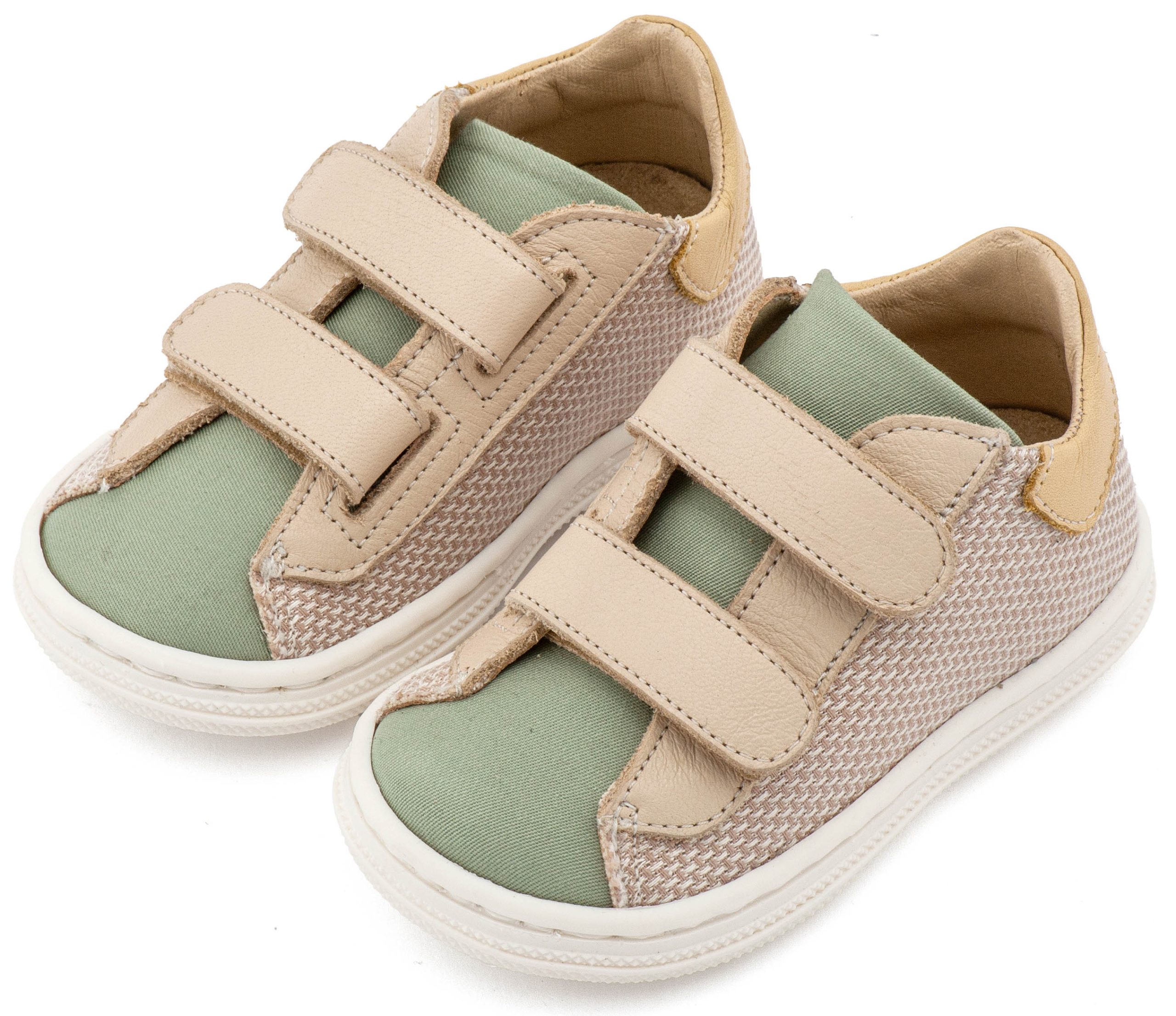 BS3095-BEIGE-MINT-BABYWALKER Σνίκερ με Διπλή Μπαρέτα Χρατς BS3095 Μπεζ Μέντα - Image 1