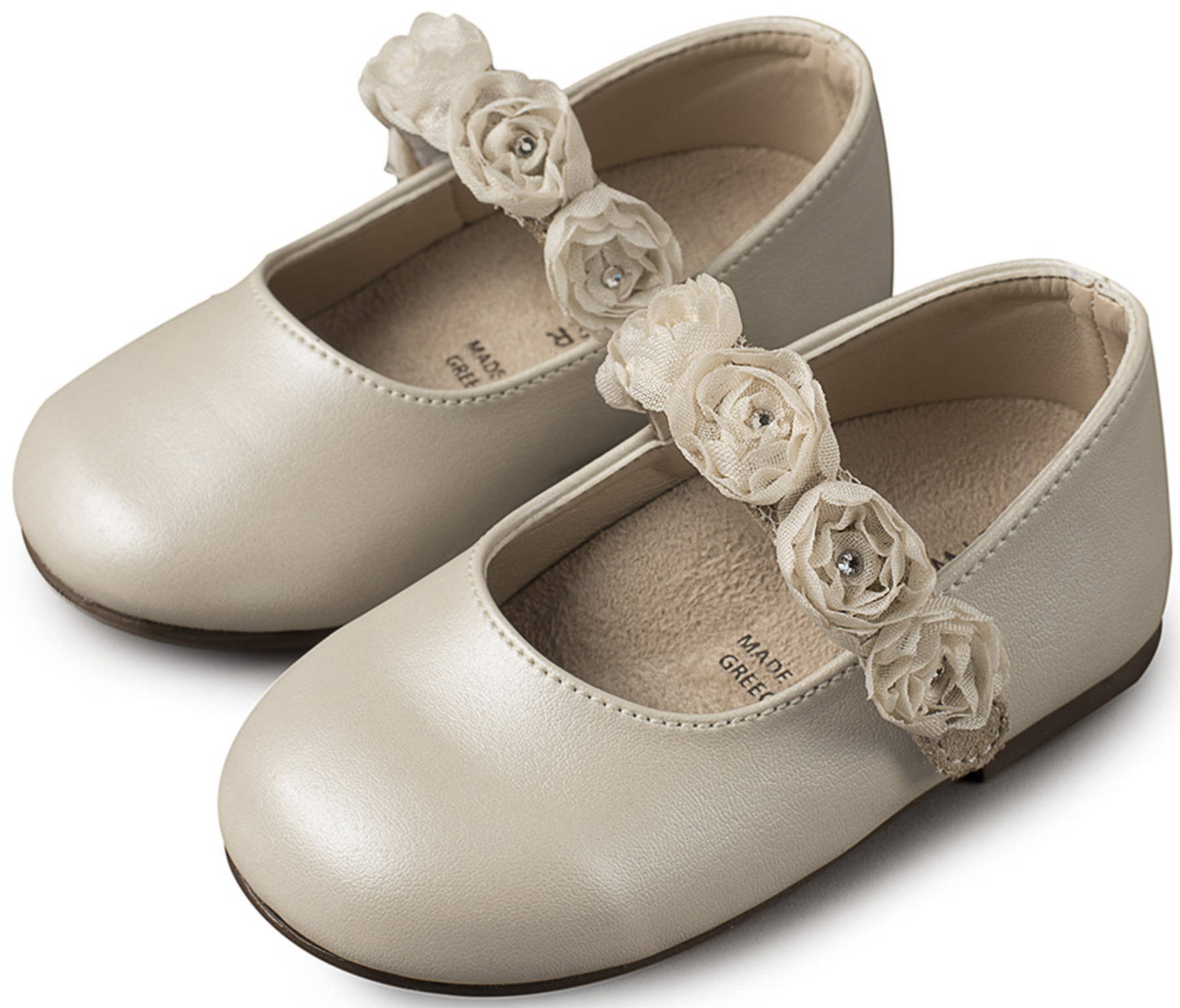 BS3523-IVORY-BABYWALKER Γοβάκι Μονή Μπαρέτα με Λουλούδια BS3523 Εκρού - Image 1