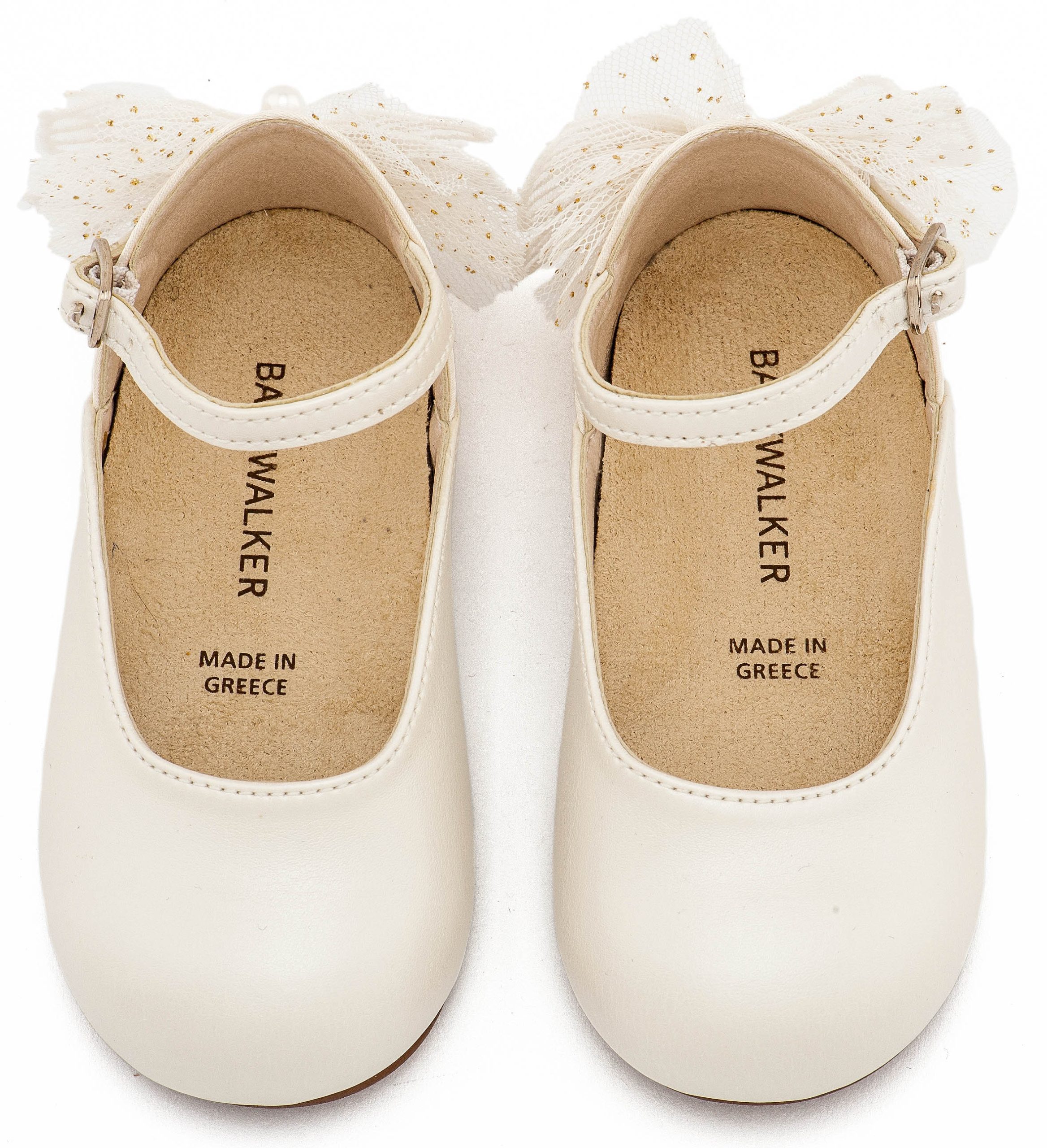 BS3594-IVORY-BABYWALKER Γαλλικό Γοβάκι με Διακοσμημένη Φτέρνα Πεταλούδα BS3594 Εκρού - Image 1