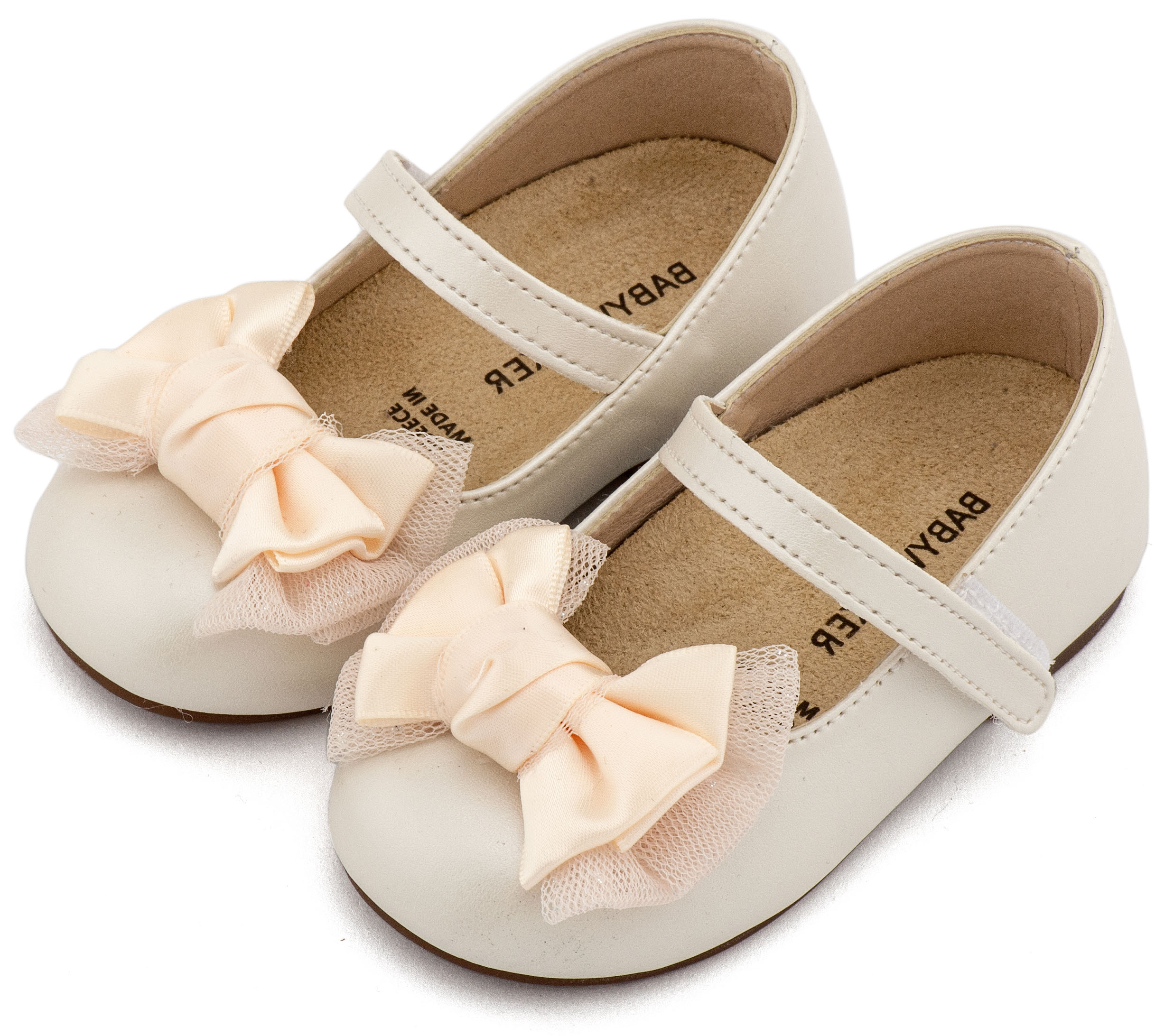 BS3599-IVORY-BABYWALKER Γοβάκι Μονή Μπαρέτα Διακοσμημένη με Φιόγκο BS3599 Εκρού - Image 1
