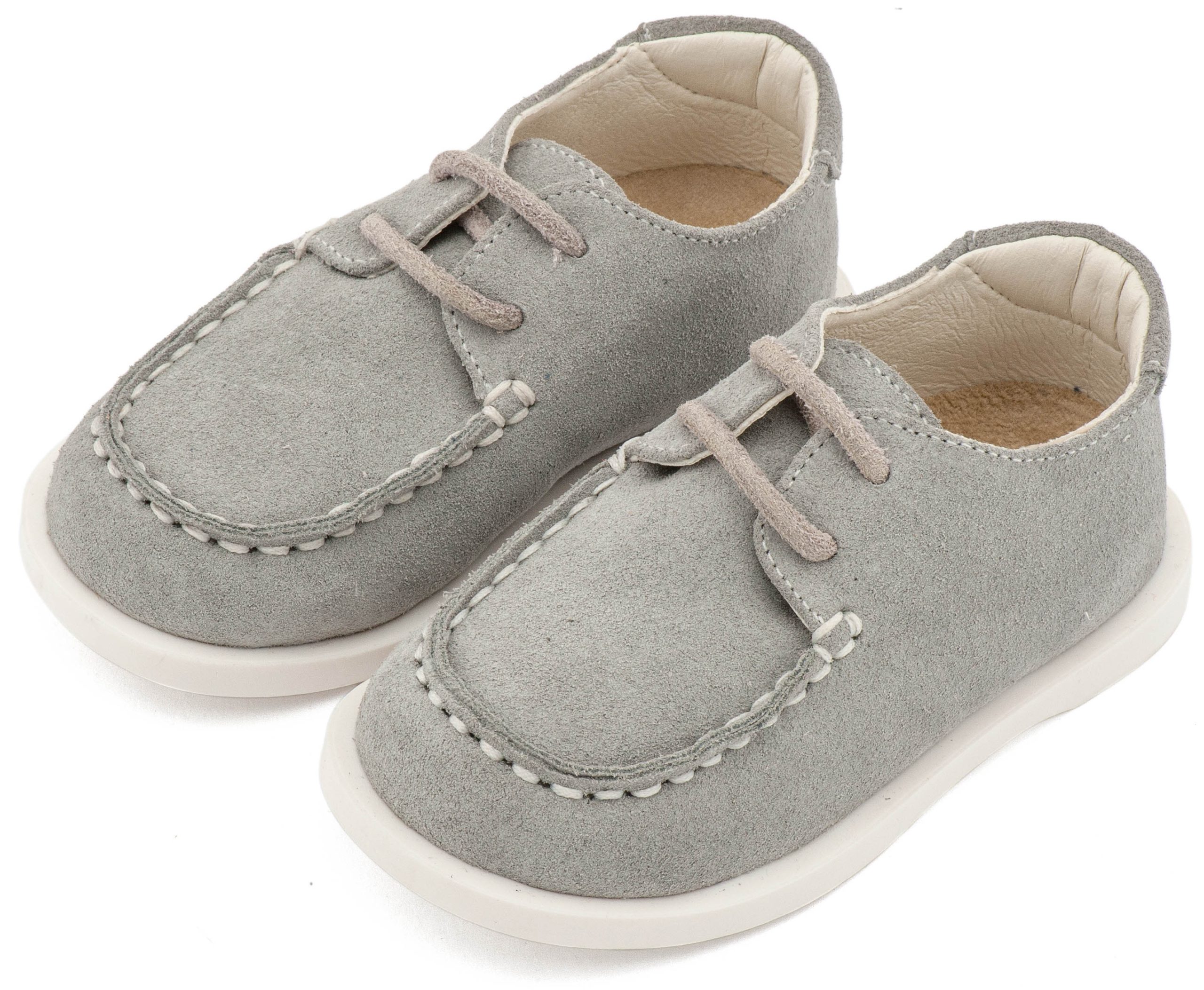 BW4315-GREY-BABYWALKER Καστόρινο Δετό Μοκασίνι BW4315 Γκρι - Image 1
