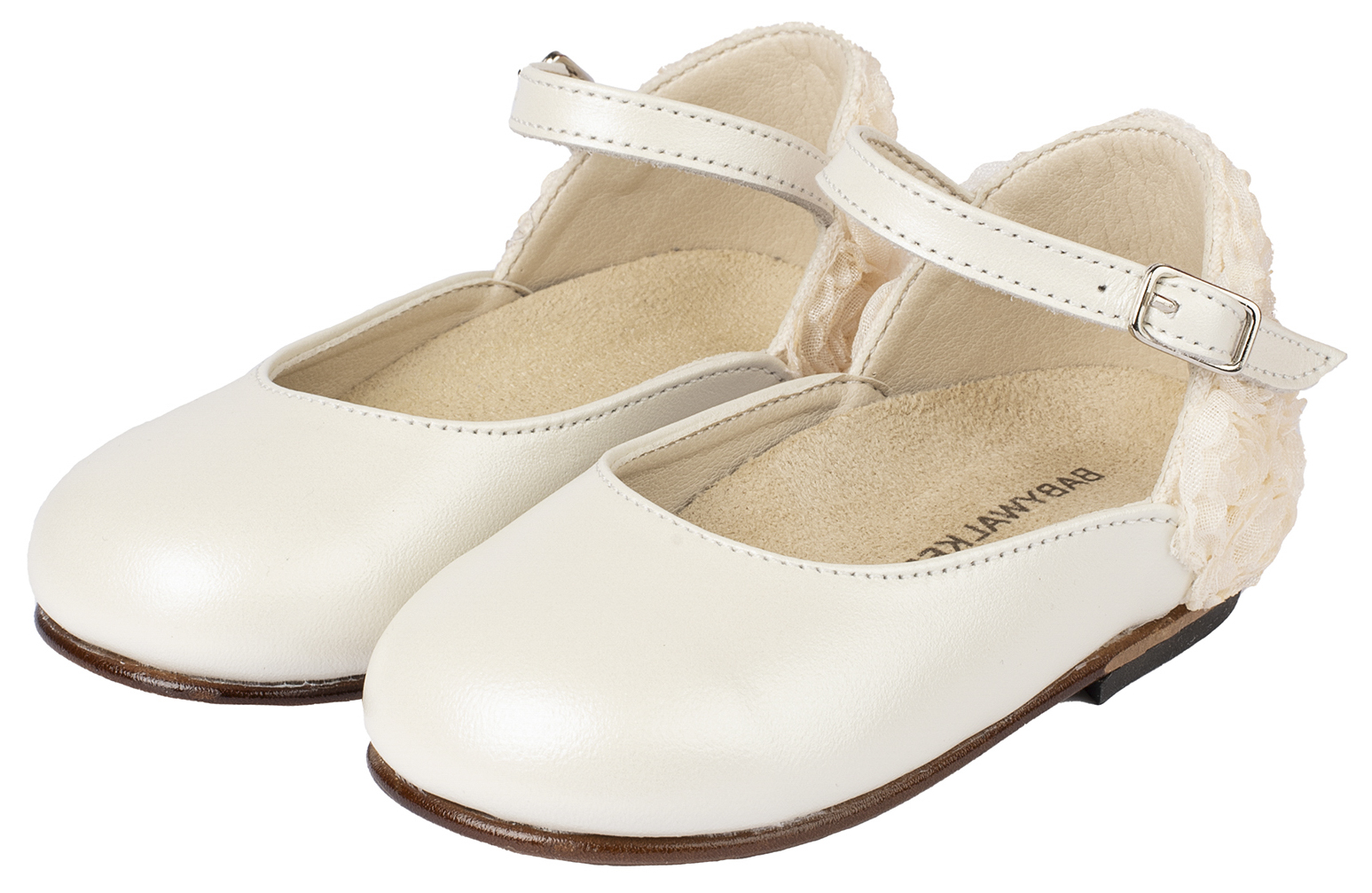 BW4503-IVORY-BABYWALKER Γαλλικό Γοβάκι με Διακοσμημένη Φτέρνα απο Λουλούδια BW4503 Εκρού - Image 1