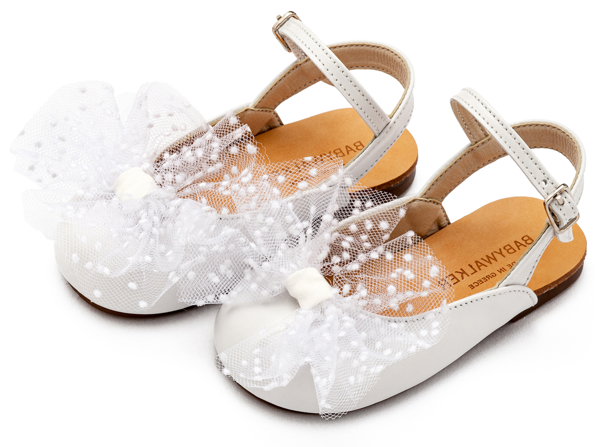 BW4859-WHITE-BABYWALKER Γαλλικό Σαμπό με Χειροποίητο Τούλινο Φιόγκο BW4859 Λευκό - Image 1