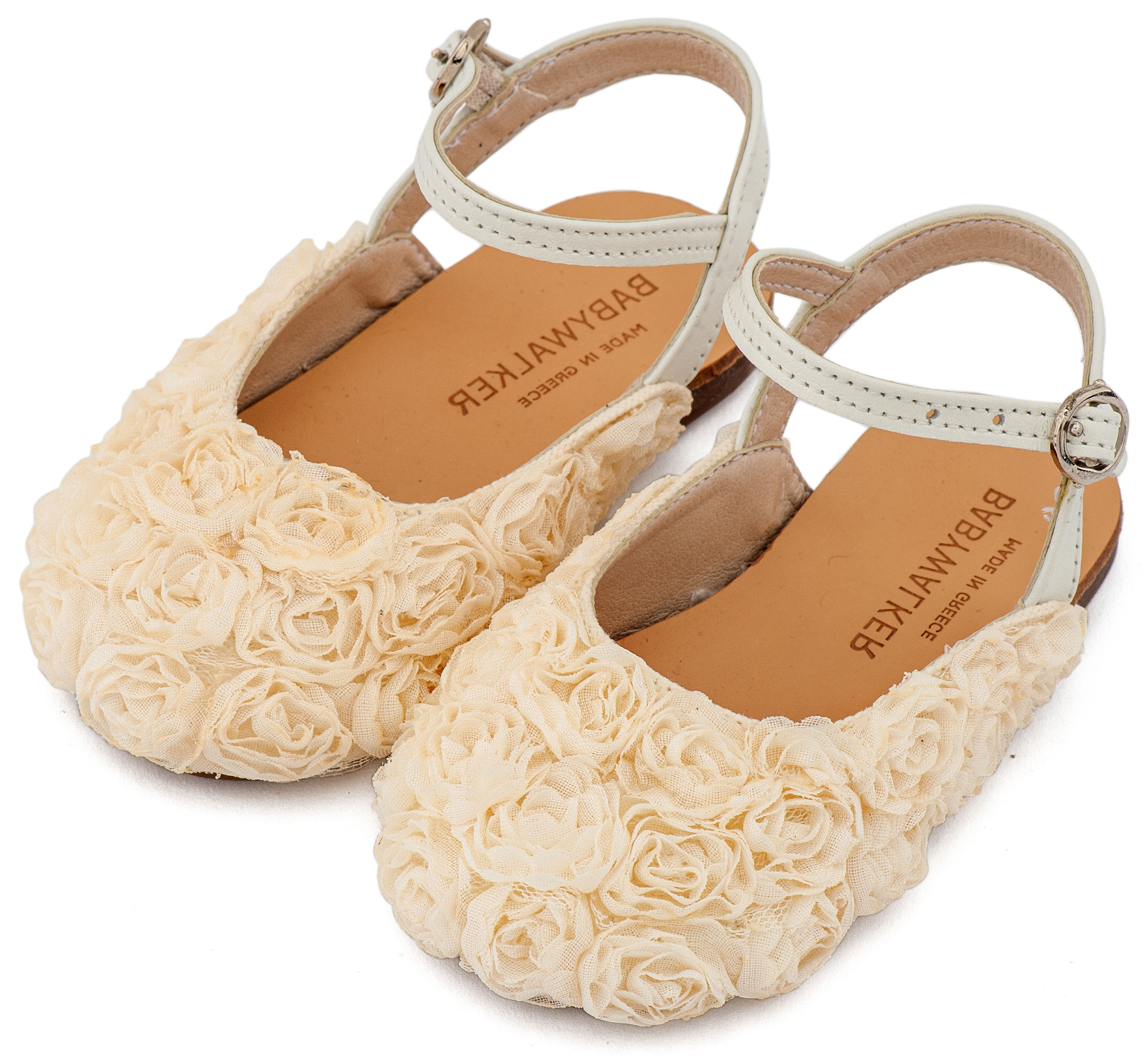 BW4884-IVORY-BABYWALKER Γαλλικό Σαμπό με Chiffon Λουλούδια BW4884 Εκρού - Image 1