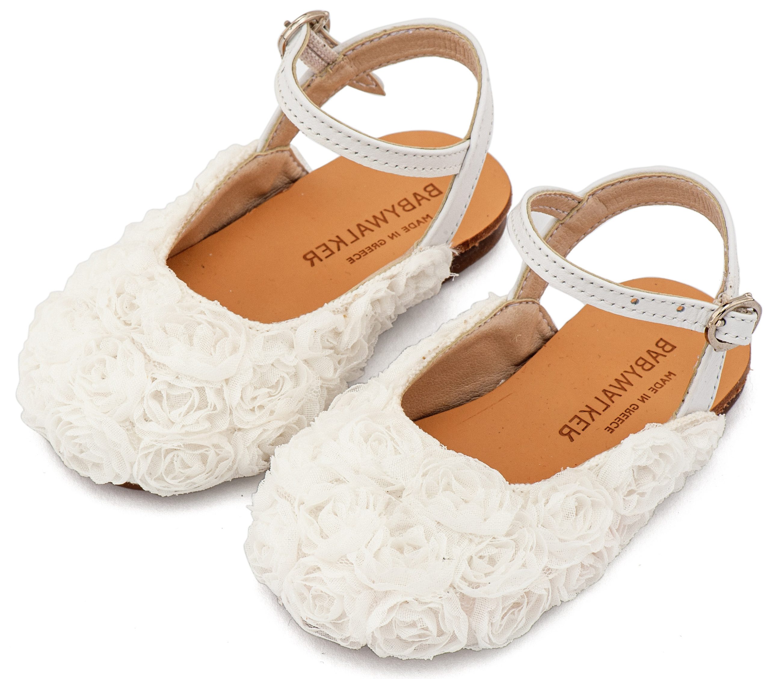 BW4884-WHITE-BABYWALKER Γαλλικό Σαμπό με Chiffon Λουλούδια BW4884 Λευκό - Image 1