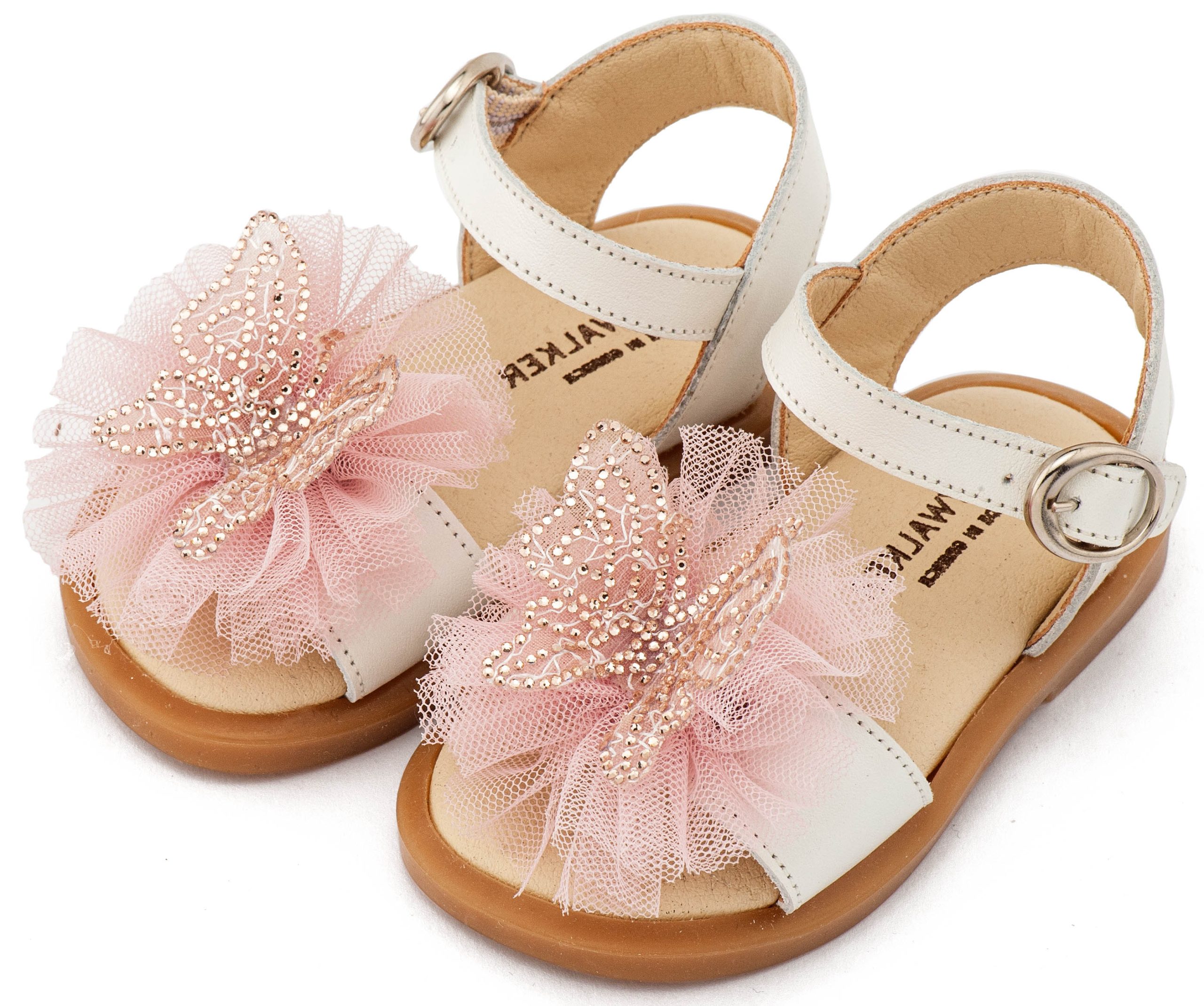 BW4886-IVORY-PINK-BABYWALKER Πέδιλο με Διακοσμητικό Πεταλούδας BW4886 Εκρού Ροζ - Image 1