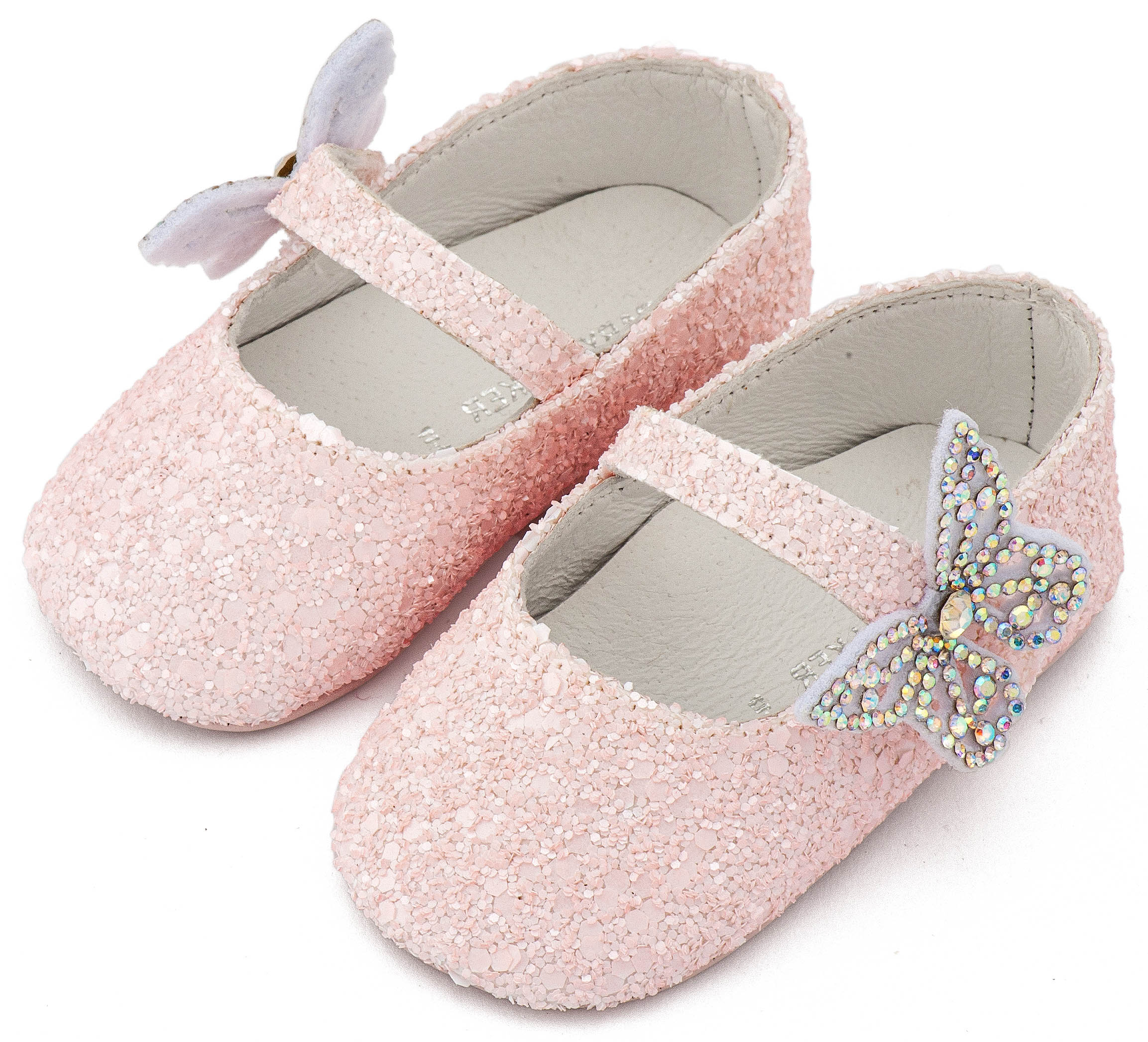 MI1658-PINK-BABYWALKER Γοβάκι Μονή Μπαρέτα Χρατς με Στρασένια Πεταλούδα MI1658 Ροζ - Image 1