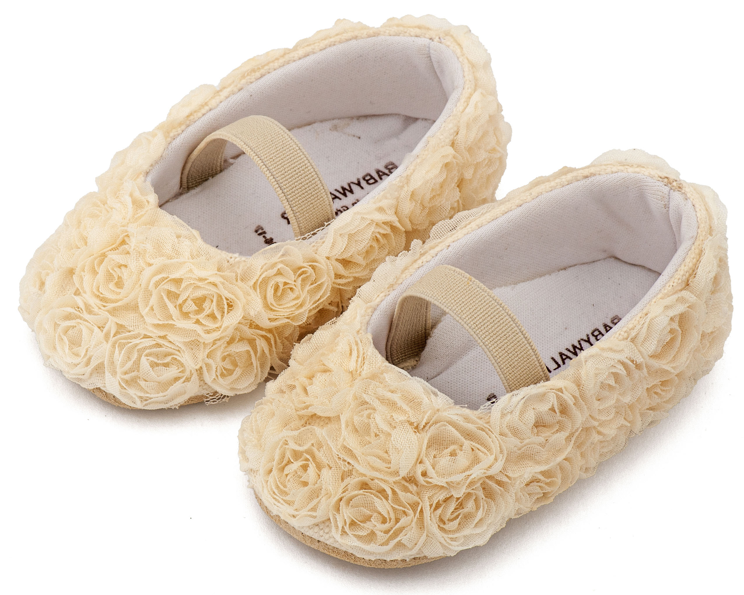 MI1660-IVORY-BABYWALKER Μπαλαρινα Διακοσμημένη με Chiffon Λουλούδια MI1660 Εκρού - Image 1