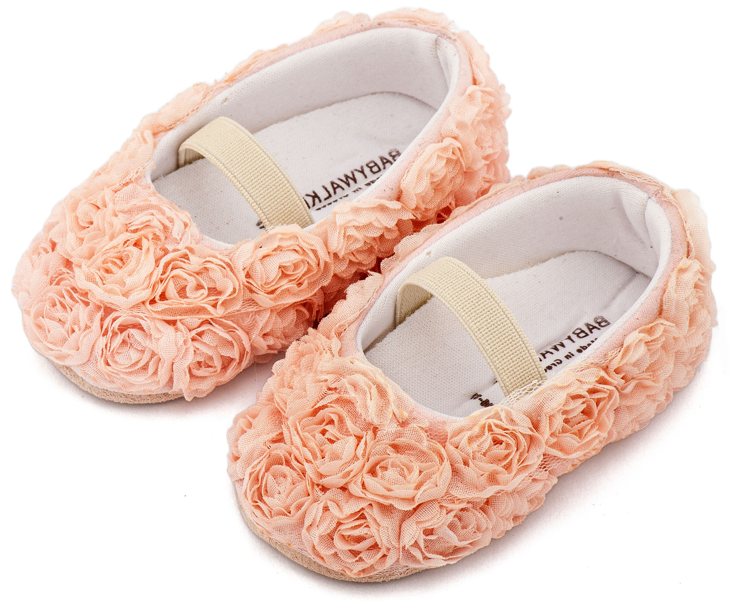 MI1660-PINK-BABYWALKER Μπαλαρινα Διακοσμημένη με Chiffon Λουλούδια MI1660 Ροζ - Image 1