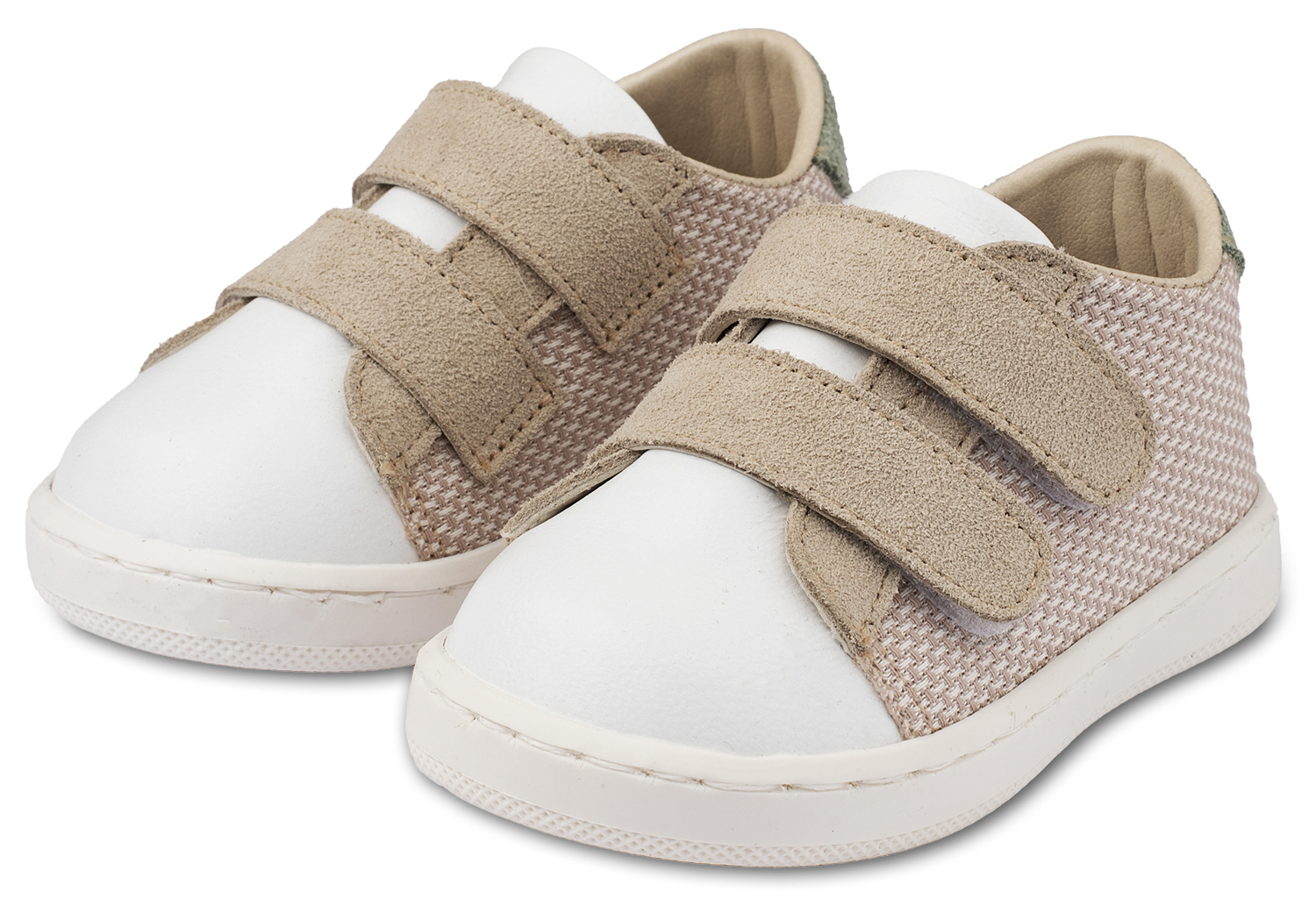 PRI2104-BEIGE-WHITE-MINT-BABYWALKER Sneakers Διπλή Μπαρέτα Χρατς PRI2104 Μπεζ Λευκό Μέντα - Image 1