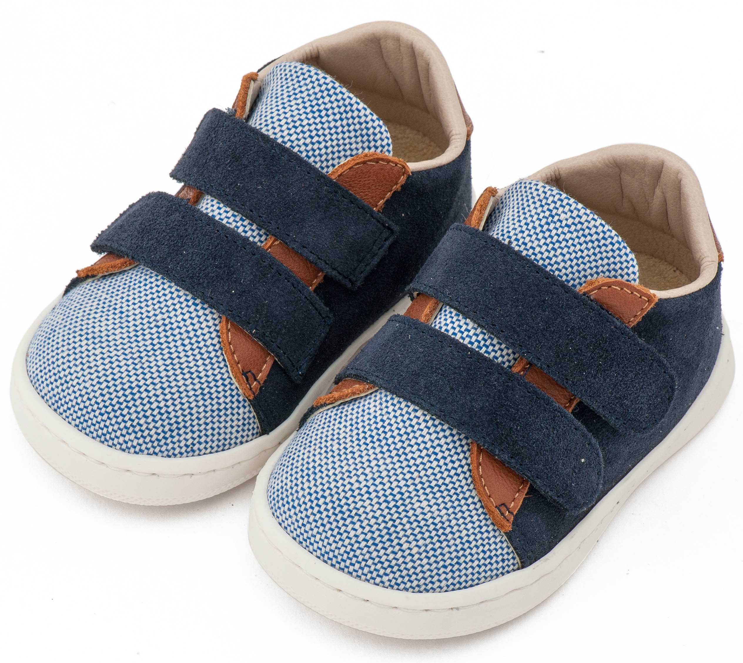PRI2104-BLUE-CAMEL-BABYWALKER Sneakers Διπλή Μπαρέτα Χρατς PRI2104 Μπλε Ταμπά - Image 1