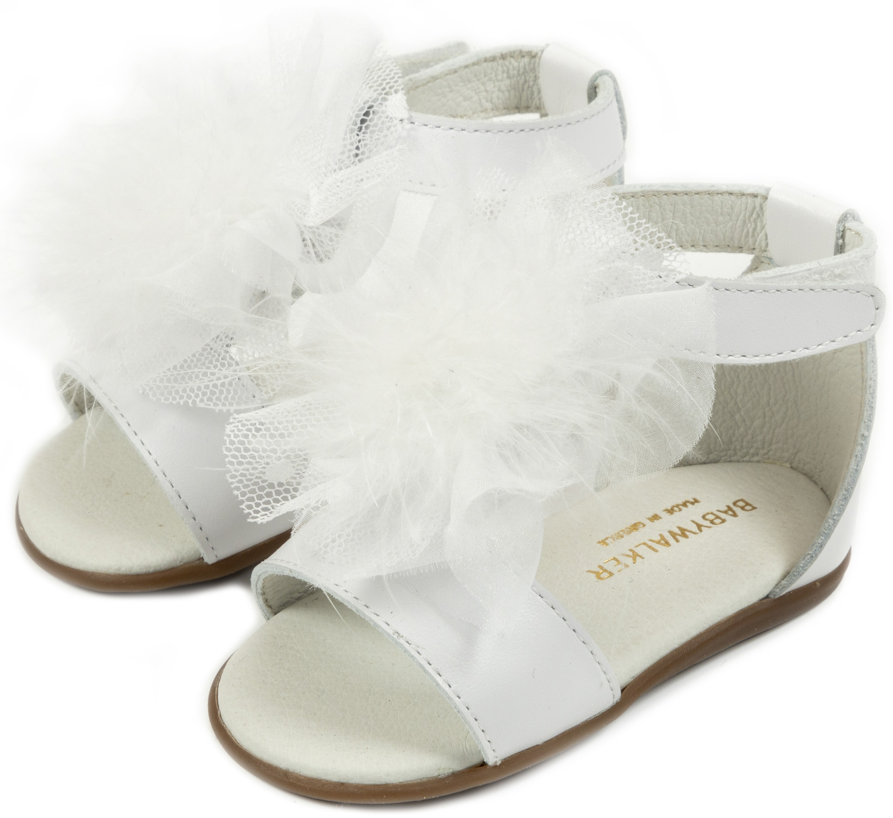 PRI2599-WHITE-BABYWALKER Δερμάτινο Πέδιλο Διακοσμημένο με Πον Πον PRI2599 Λευκό - Image 1