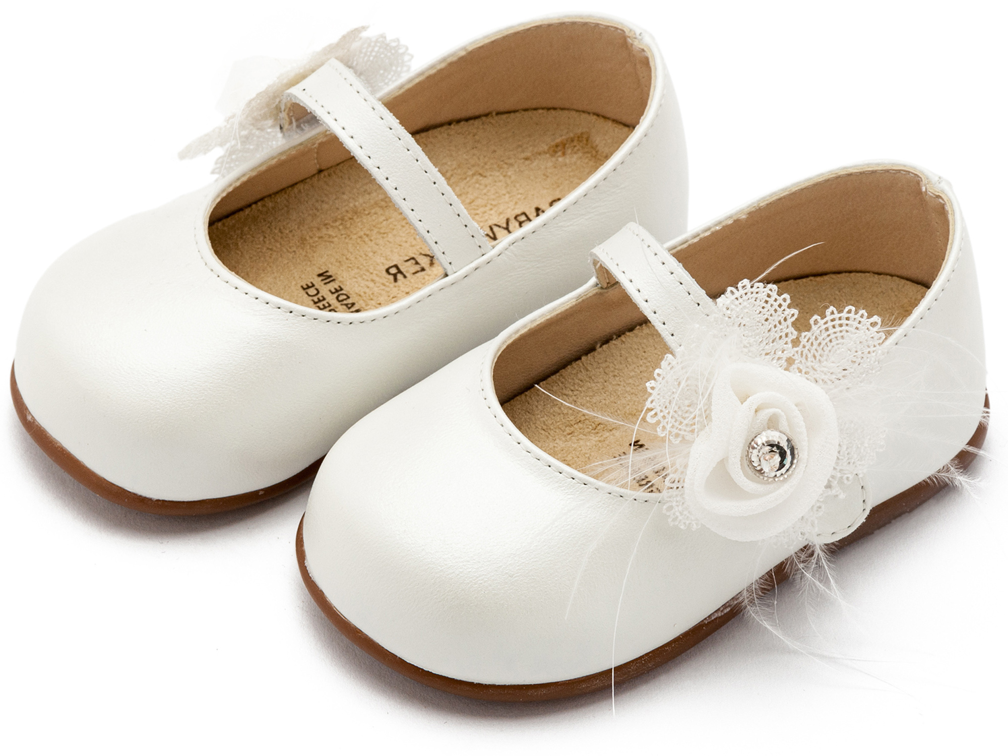PRI2640-IVORY-BABYWALKER Γοβάκι Μονή Μπαρέτα με Λουλούδι PRI2640 Εκρού - Image 1