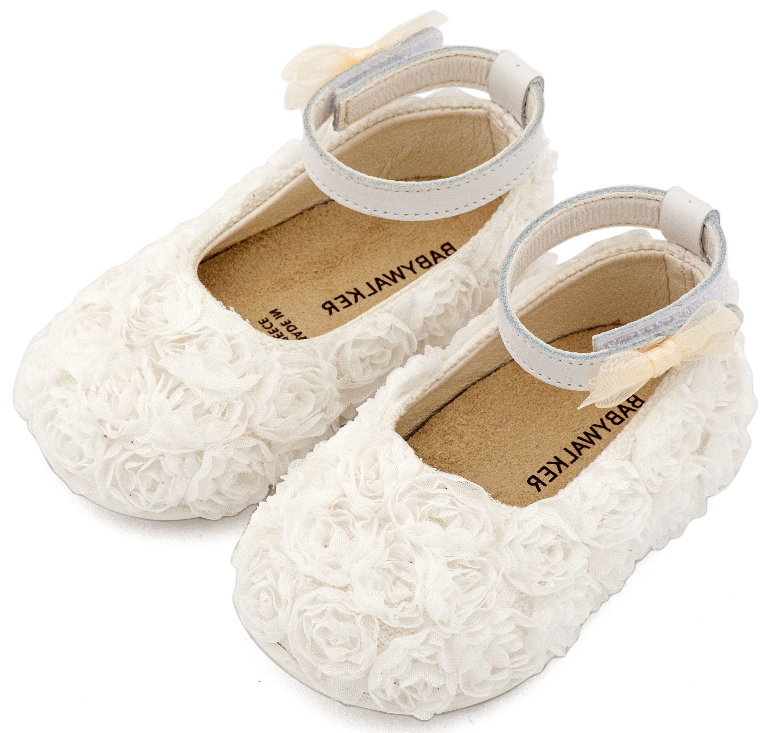 PRI2654-WHITE-BABYWALKER Μπαλαρίνα Διακοσμημένη με Chiffon Λουλούδια PRI2654 Λευκό - Image 1