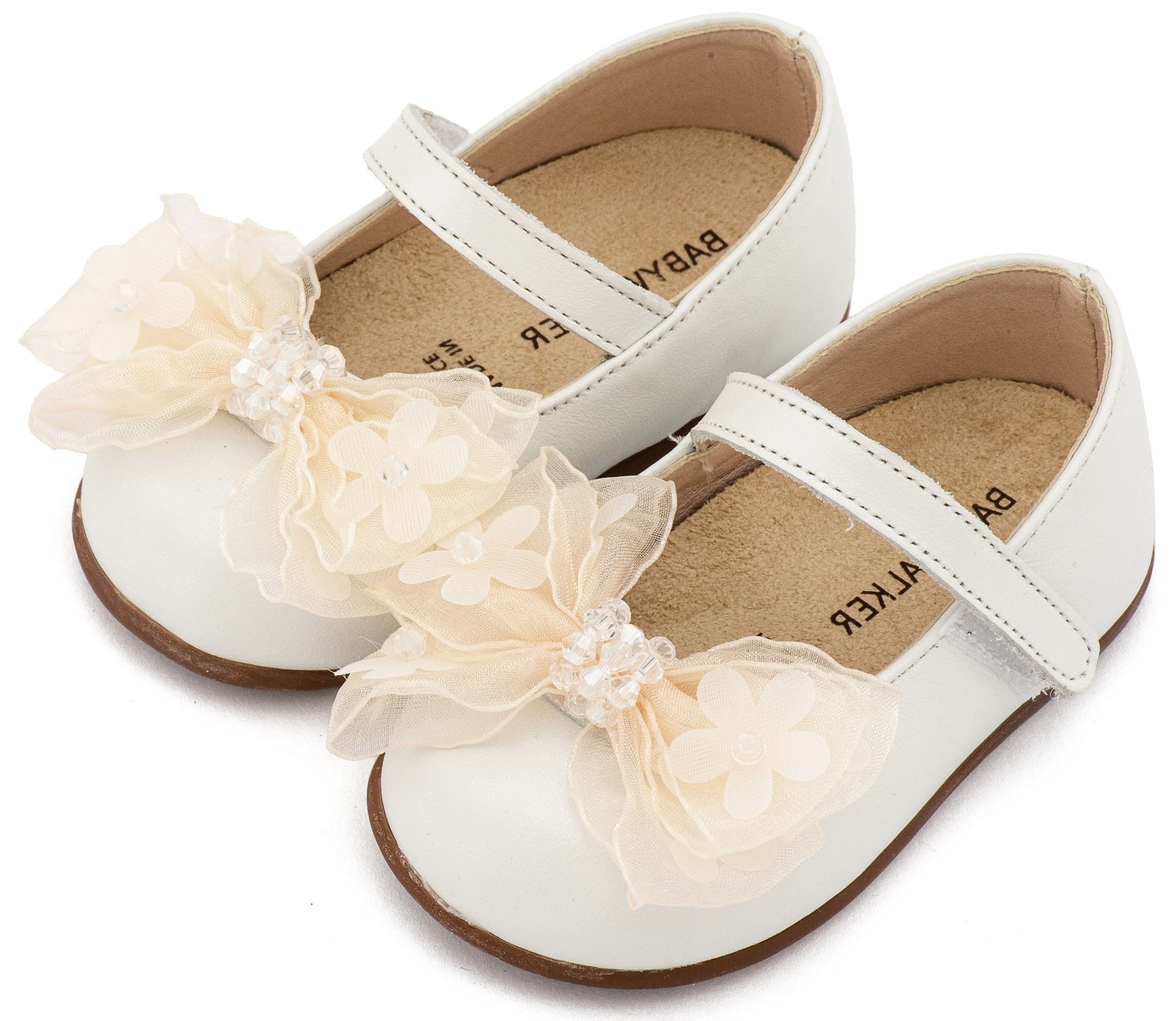 PRI2659-IVORY-BABYWALKER Γοβάκι Μονή Μπαρέτα Φιογκάκι Οργάντζας PRI2659 Εκρού - Image 1