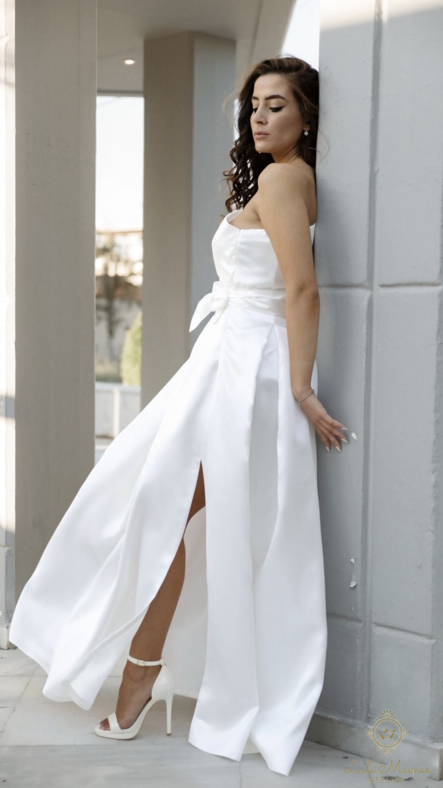 ΝΥΦΙΚΟ-LALI-MAINAS Νυφικό Lali Mainas Atelier. Λευκό One-Shoulder Maxi - Image 1