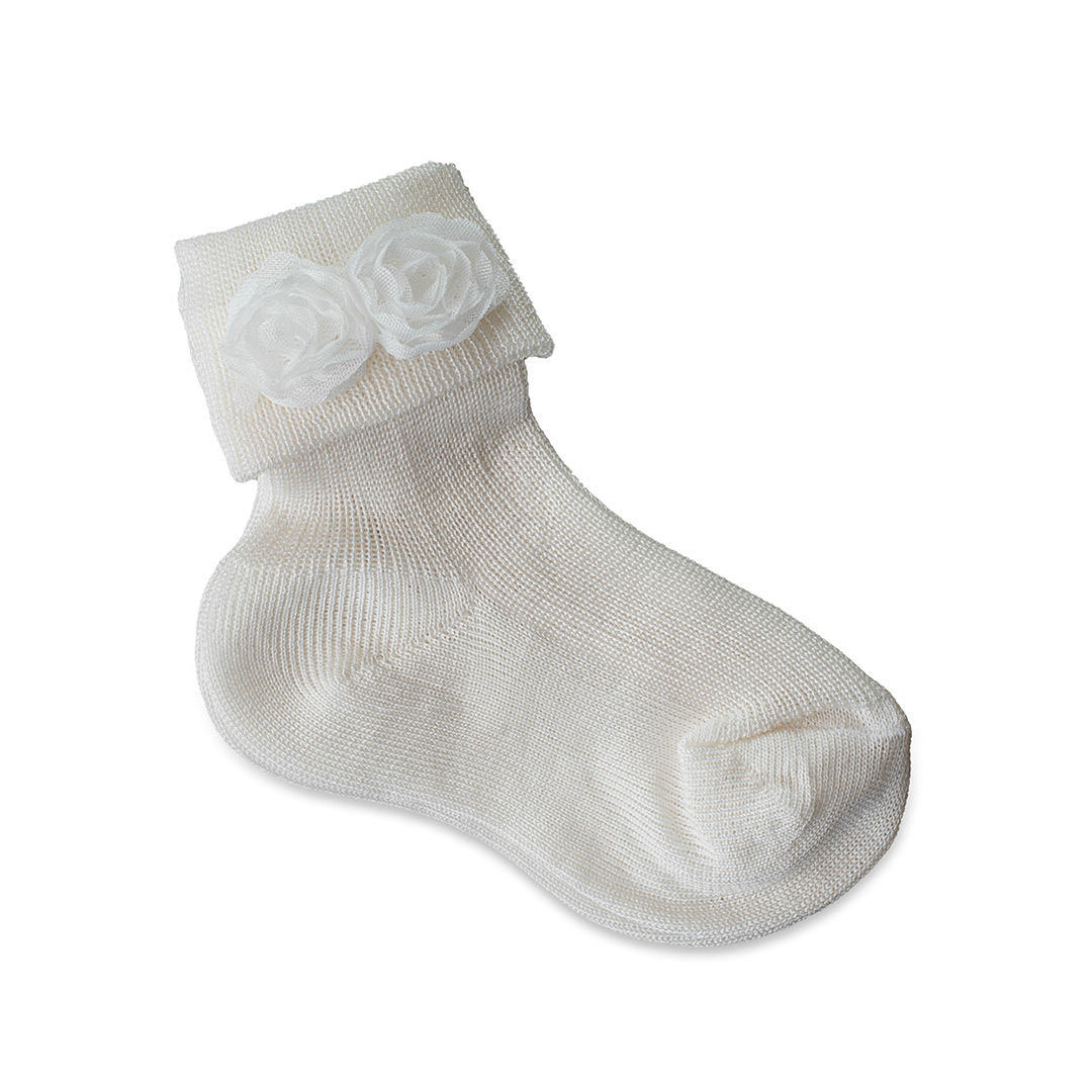 SOCK9002 IVORY Βαμβακερές Κάλτσες για Βαπτιστικό Σετ | Ivory - Image 1